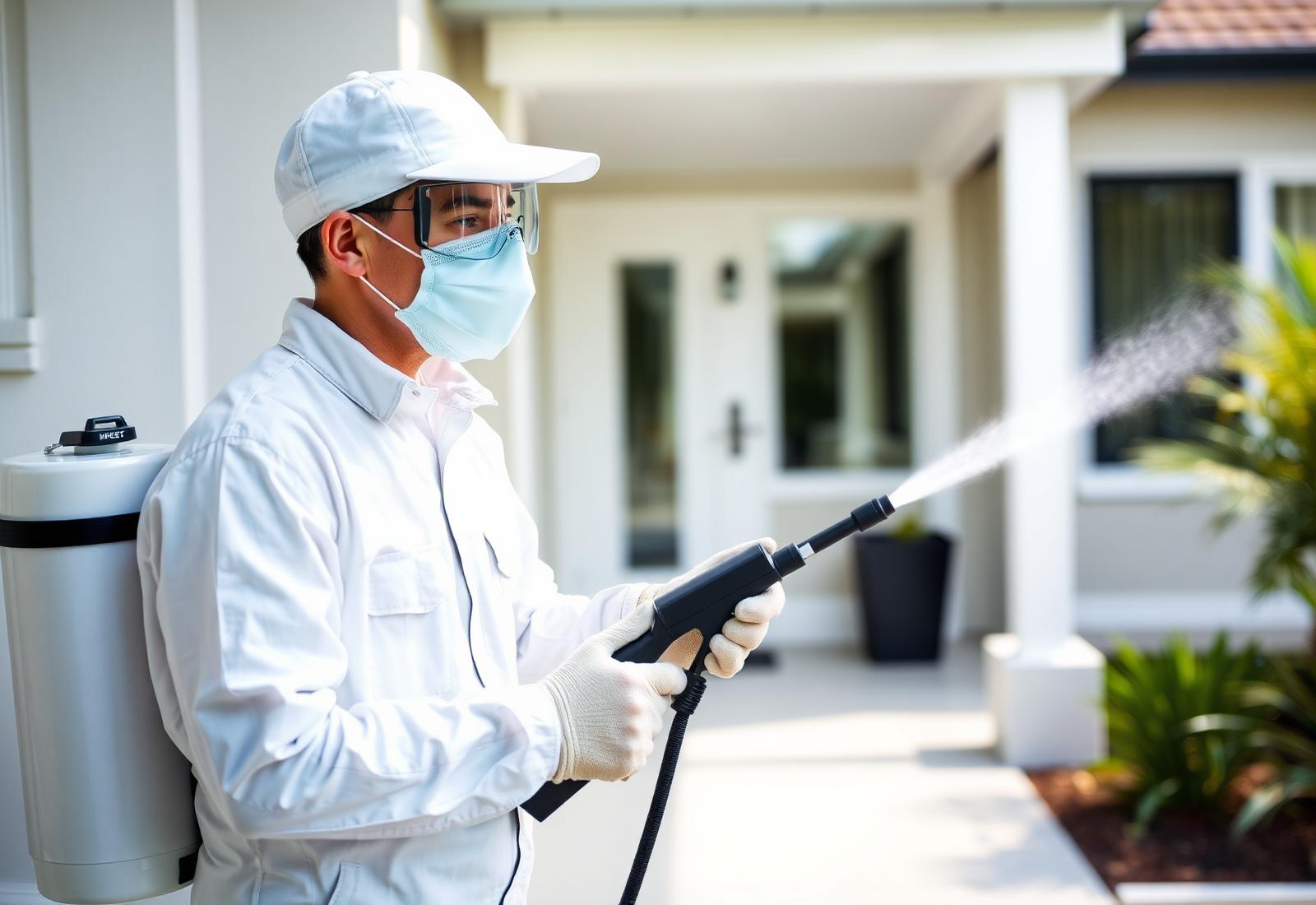 Plan A pest control technician treating a Melbourne home